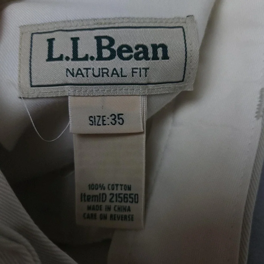 L.L.Bean Mens Wrinkle-Free Double L Chino Shorts Sz 35 Khaki Preppy Golf 215650